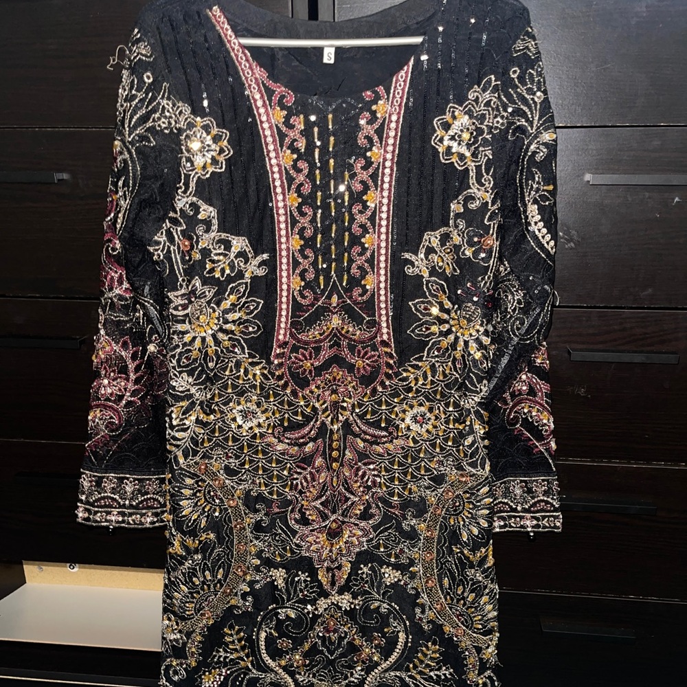 Pakistani/Indian Black Salwar Kameez with Dupatta